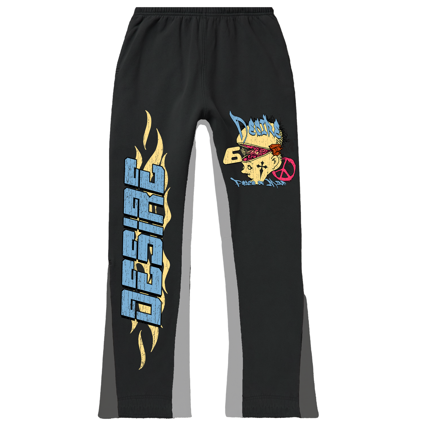 “Peace Of Mind” Black Flared Sweats