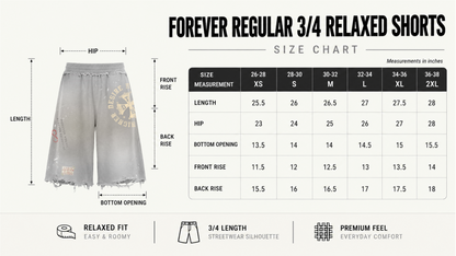 “FOREVER” 3/4 Shorts Gray